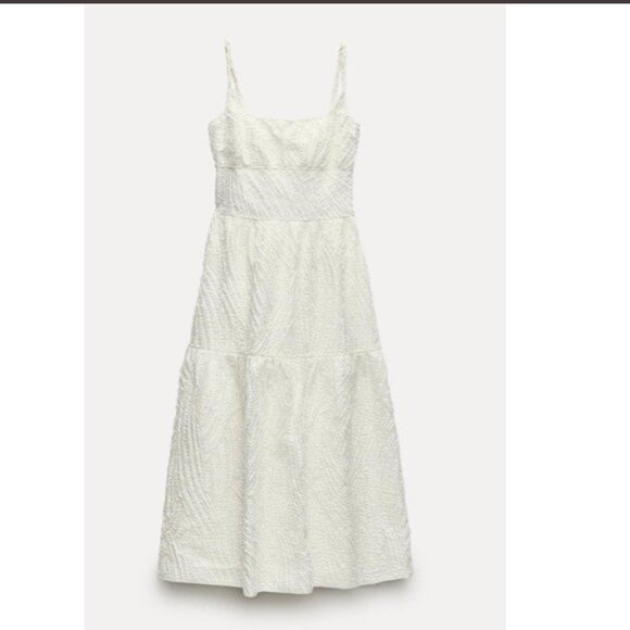 ZARA ZW COLLECTION FRAYED JACQUARD Dress Size S NEW WITH TAG! - Picture 7 of 11